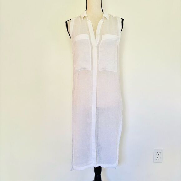 Helmut Lang Swift Sleeveless Tunic – Optic White Button-Down, Size S - Picture 5 of 11